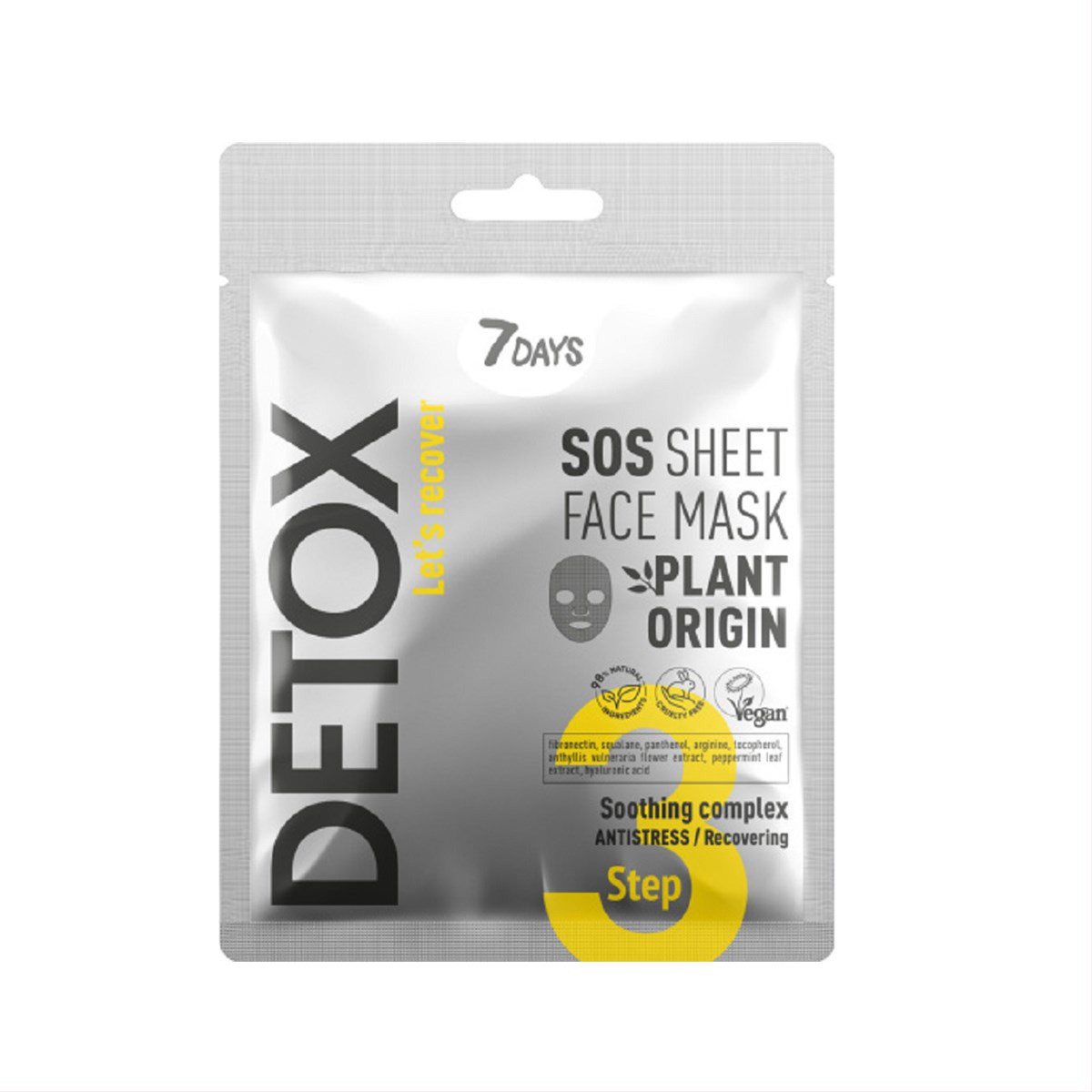 7DAYS DETOX SOS, veido kaukė su raminamuoju kompleksu, 25 g
