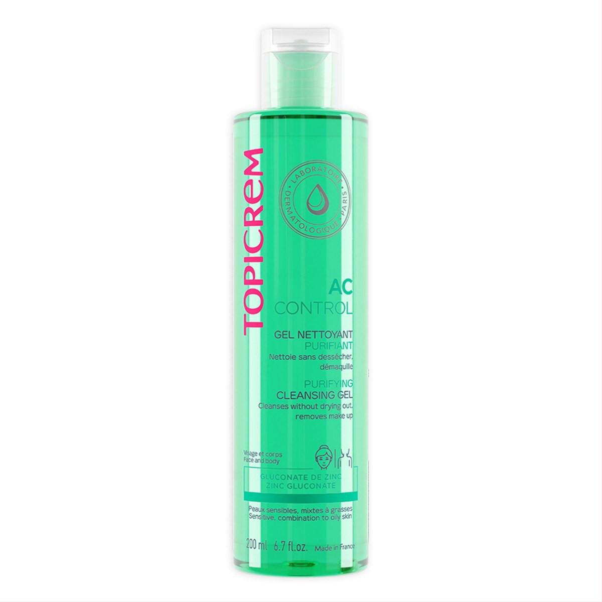 TOPICREM AC CONTROL, švarinamoji želė-prausiklis, 200 ml