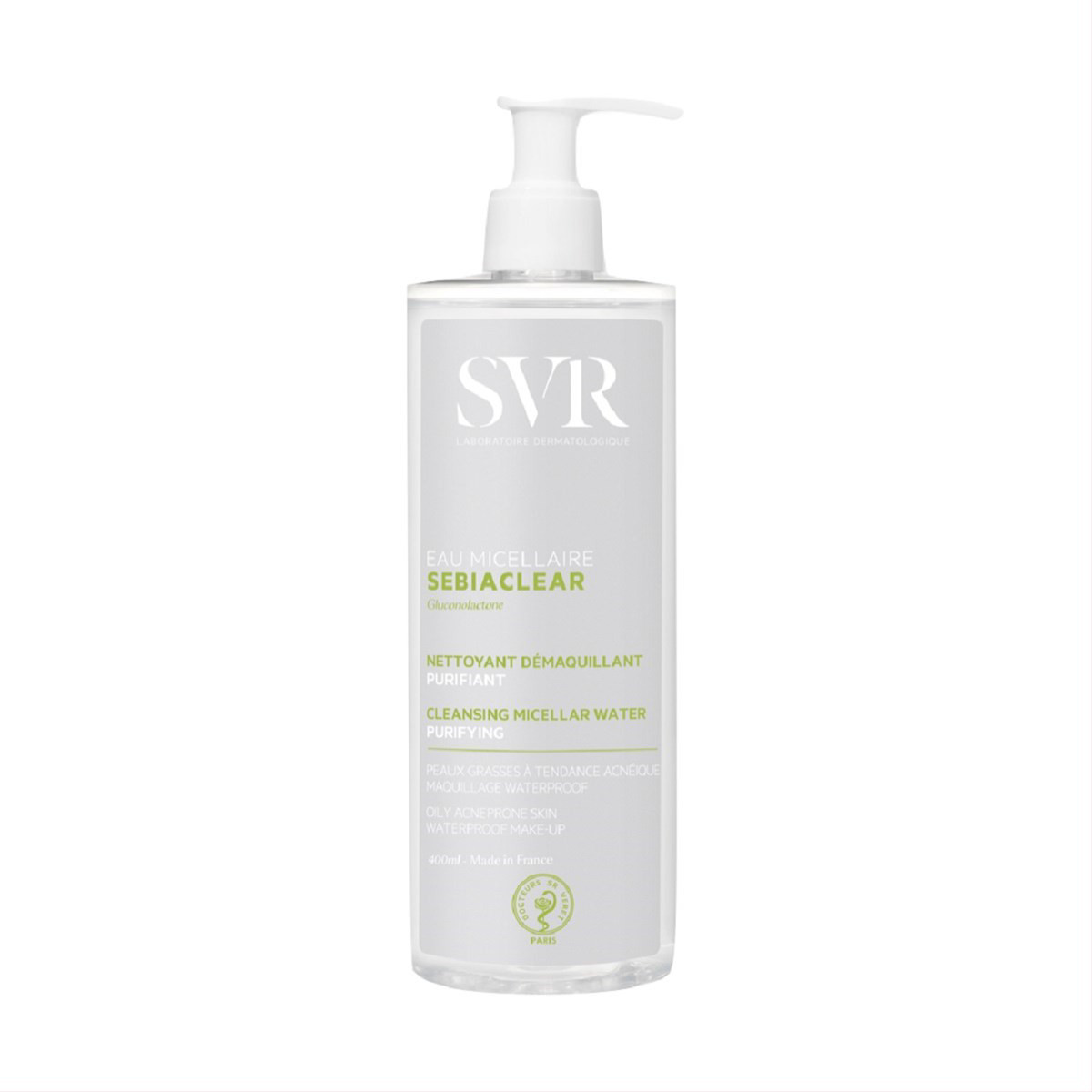 SVR SEBIACLEAR EAU MICELLAIRE, valomasis micelinis vanduo riebiai, probleminei odai, 400 ml