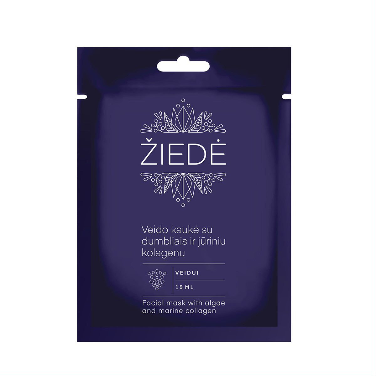 Žiedė veido kaukė su dumbliais ir jūriniu kolagenu, 15ml
