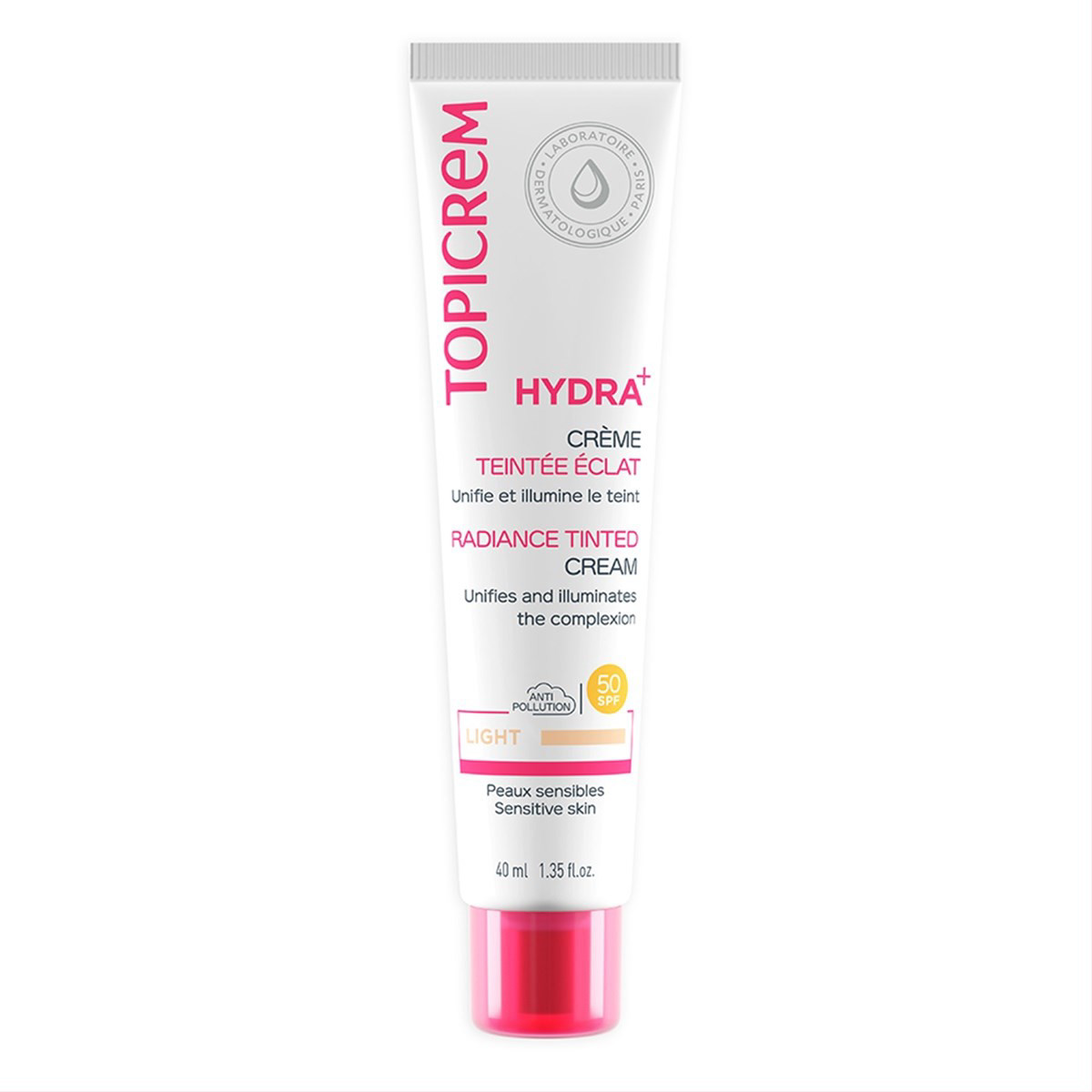 TOPICREM HYDRA+, kremas su spalva, Light spalvos, SPF50, 40ml