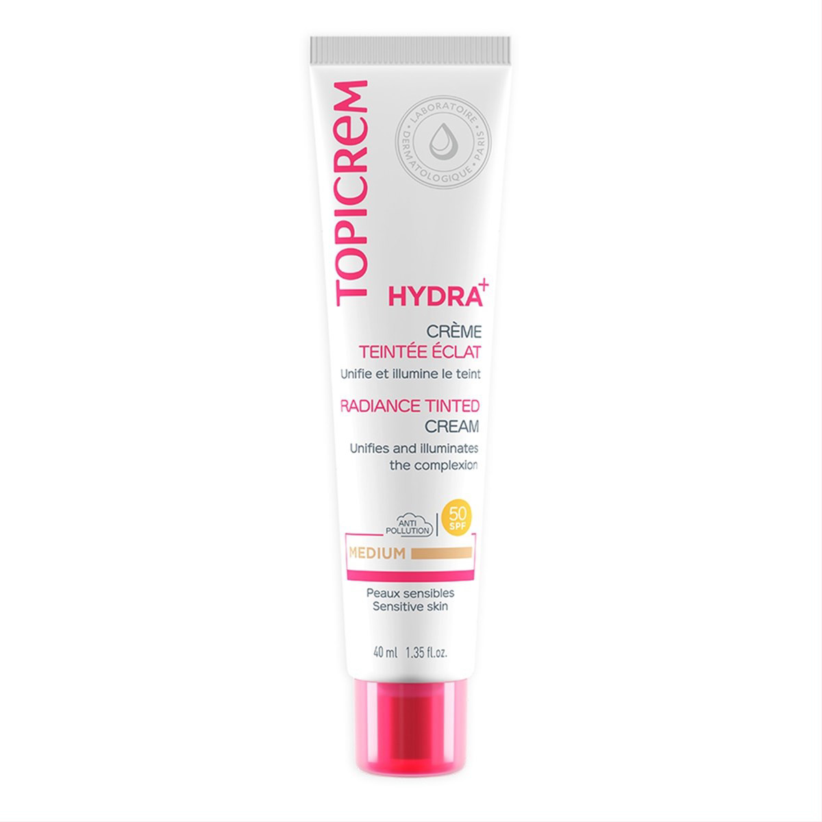 TOPICREM HYDRA+, kremas su spalva, Medium spalvos, SPF50, 40ml