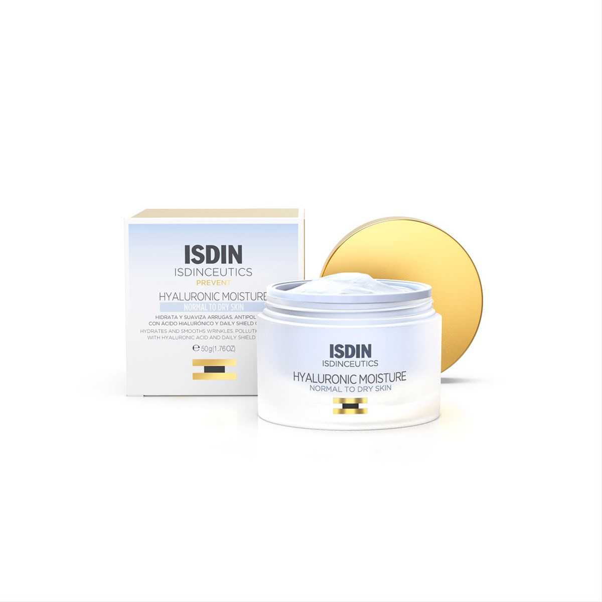 ISDIN ISDINCEUTICS HYALURONIC MOISTURE NORMAL TO DRY SKIN, drėkinamasis veido kremas normaliai ir sausai veido odai, 50 ml