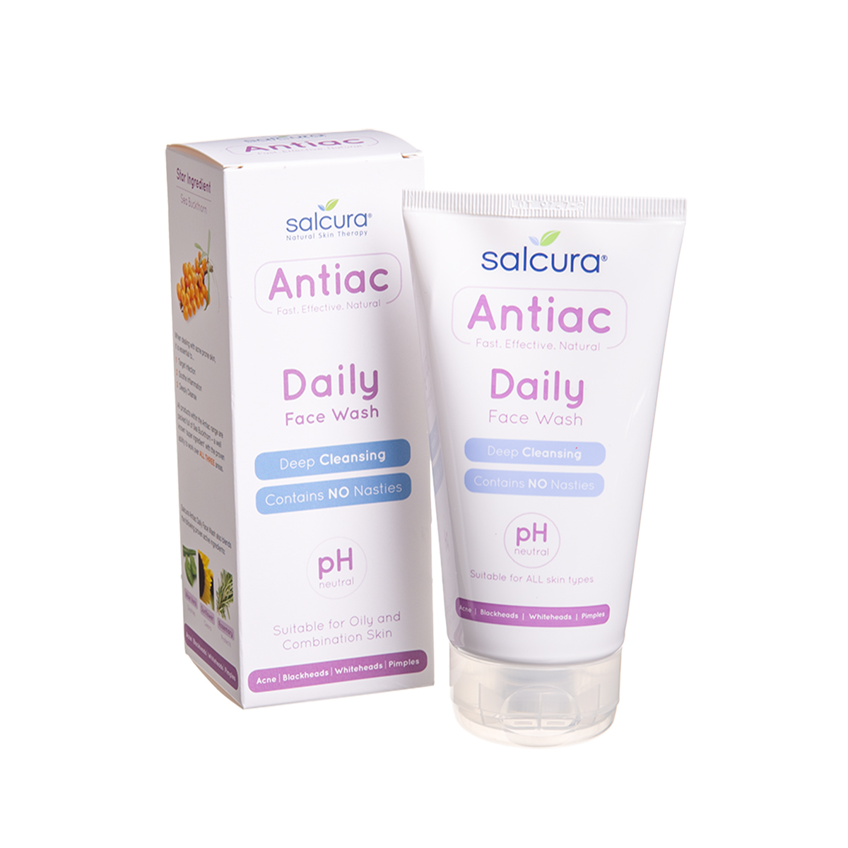 SALCURA ANTIAC DAILY FACE WASH, prausiklis mišriai, riebiai, į aknę linkusiai odai, 150 ml