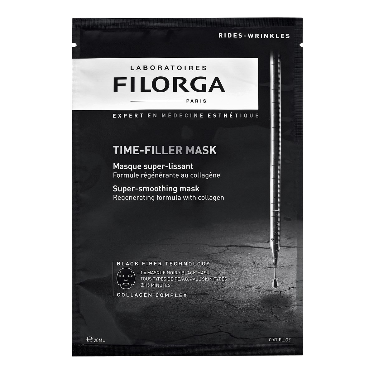 FILORGA TIME-FILLER MASK, priešraukšlinė lakštinė veido kaukė su kolagenu, 20 ml