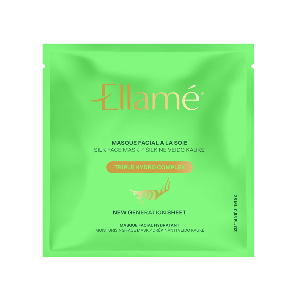 ELLAME TRIPLE HYDRO COMPLEX, trigubai drėkinanti veido kaukė, 28ml, 1vnt.