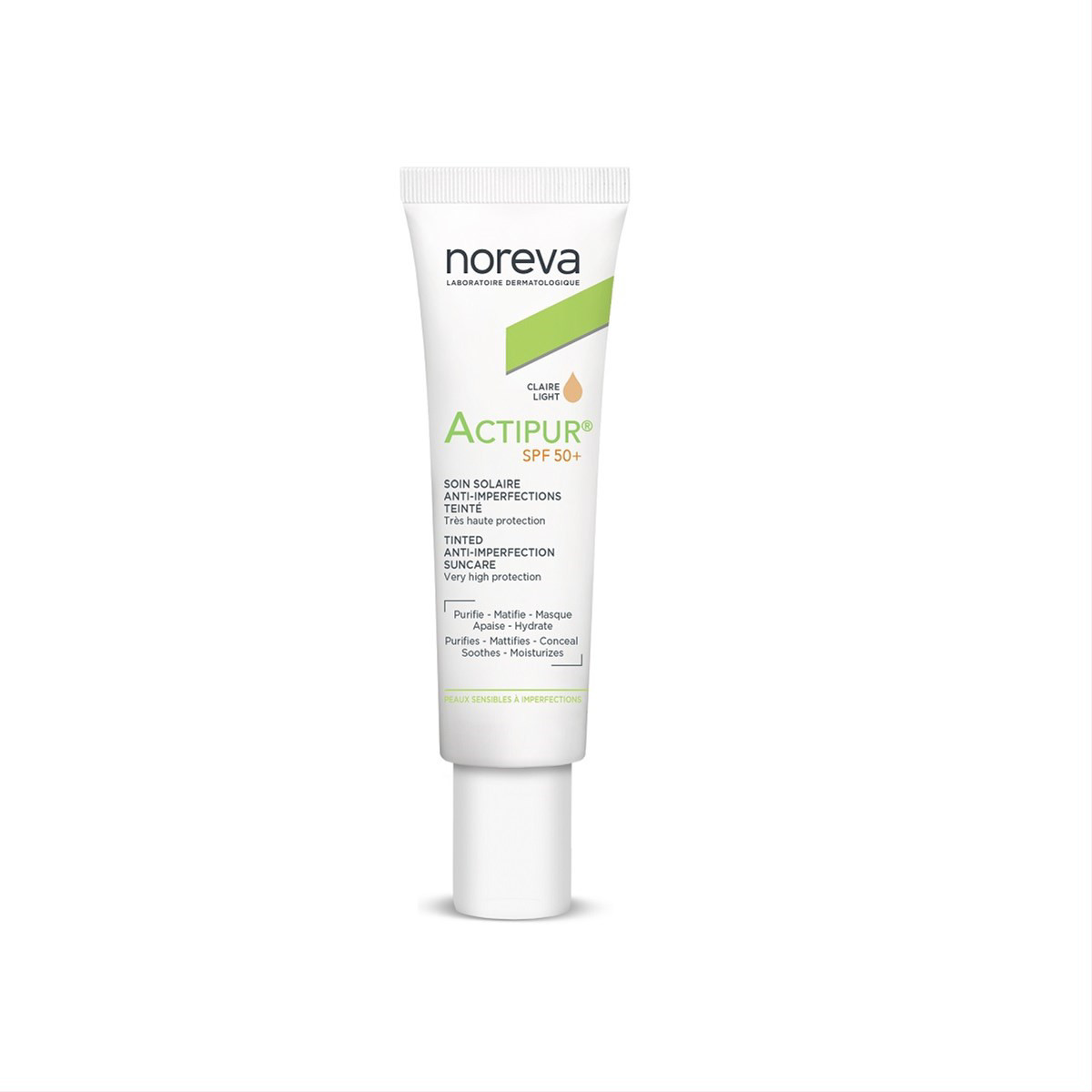 NOREVA ACTIPUR, toninis BB veido kremas, šviesaus atspalvio, SPF50+, 30 ml