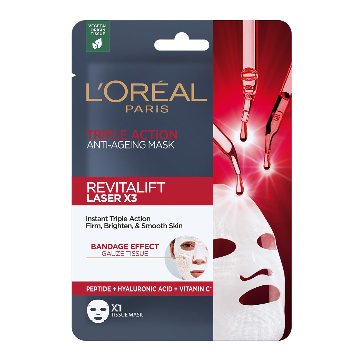 L’Oréal Paris Revitalift Laser X3, trigubo poveikio senėjimą lėtinanti kaukė, 28 g