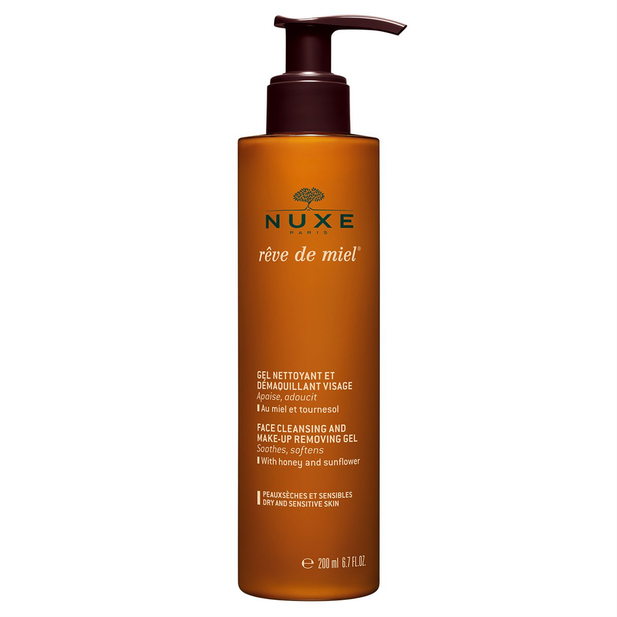 NUXE REVE DE MIEL, Makiažą valanti veido želė, 200ml