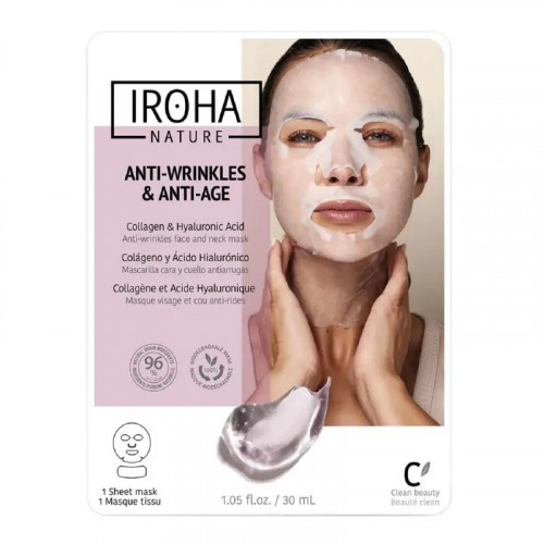 IROHA Face and Neck Mask Collagen Odos senėjimą stabdanti veido ir kaklo kaukė, 30ml