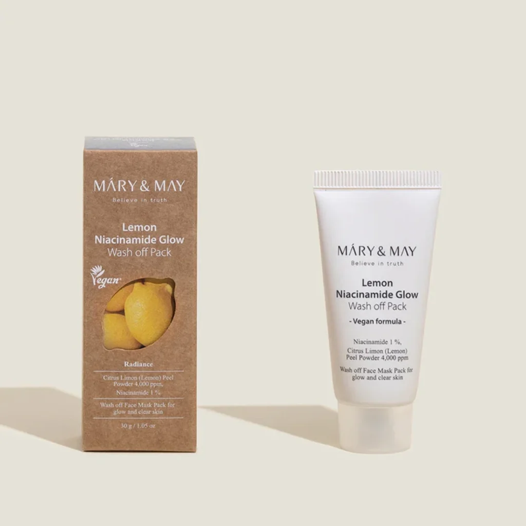 MARY&MAY Lemon Niacinamide Glow Wash Off Pack – citrininė švytėjimo veido kaukė