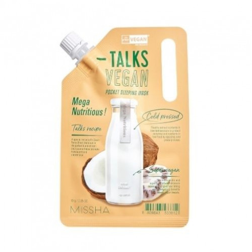 Missha Talks Vegan Squeeze Pocket Sleeping Mask Naktinė veido kaukė, Mega Nutritious