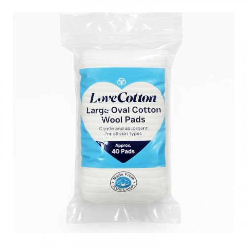 Love Cotton Large Oval Cotton Wool Pads Dideli vatos diskeliai, 40vnt.