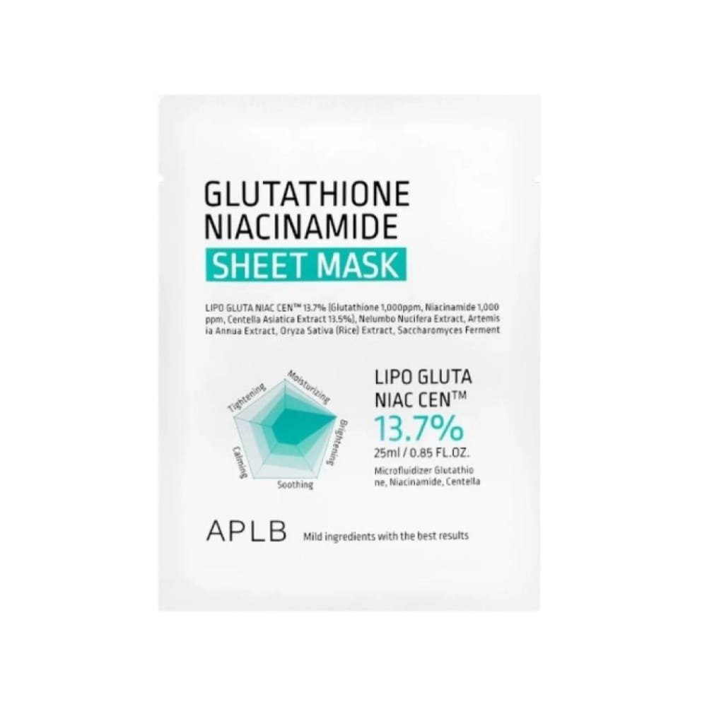 APLB Glutathione Niacinamide Sheet Mask - Lakštinė Skaistinamoji Veido Kaukė