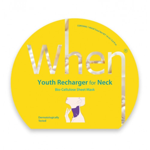 When Beauty Youth Recharger for Neck Bioceliuliozinė lakštinė kaklo kaukė, 1 vnt.