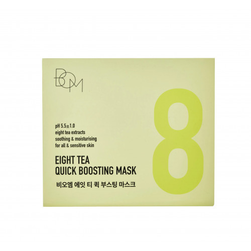 BOM Eight Tea Quick Boosting Mask Lakštinės veido kaukės, 30vnt