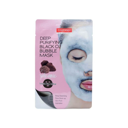 Giliai valanti veido kaukė – vulkanas Purederm Black O2 Bubble Mask Volcanic 20g
