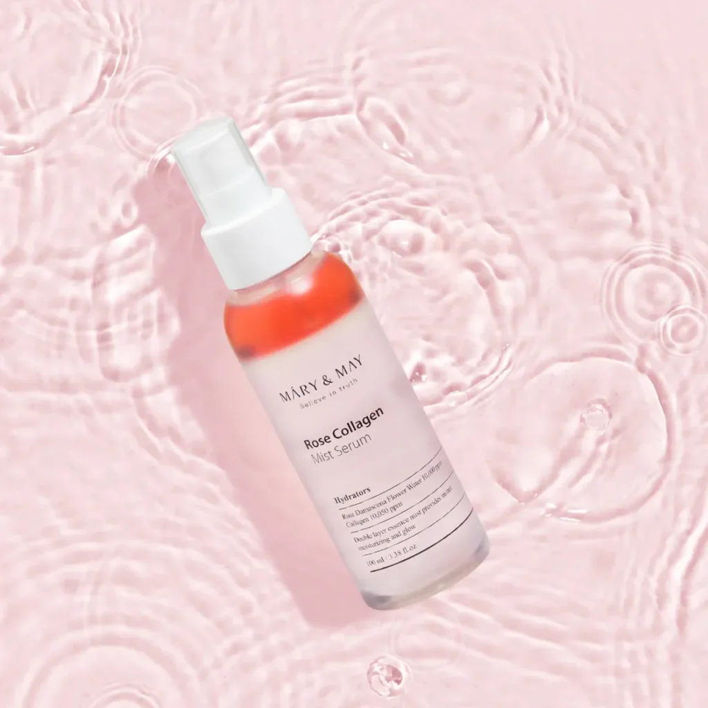 Mary&May Rose Collagen Mist Serum – dulksnos pavidalo serumas su rožių ekstraktu ir kolagenu