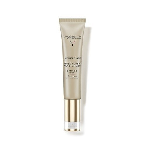 Yonelle Metamorphosis Gold Flash Moisturizer Champagne Glow Spindesio suteikianti drėkinamoji veido priemonė, 25ml