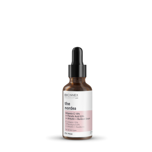 Bionnex The Nordea Vitamin C 15% + Ferulic Acid 0.5% + Arbutin + Burdock Antioksidacinis serumas, 30ml