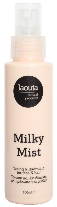 Dulksna veido odai ir plaukams Laouta Milky Mist Toning & Hydrating LAO0416, tonizuojanti, drėkinanti, 100 ml