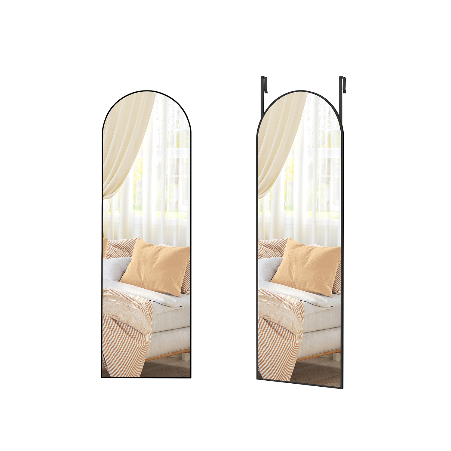 Arkinis viso ūgio pastatomas veidrodis miegamajame | 120 x 40 cm | Juoda