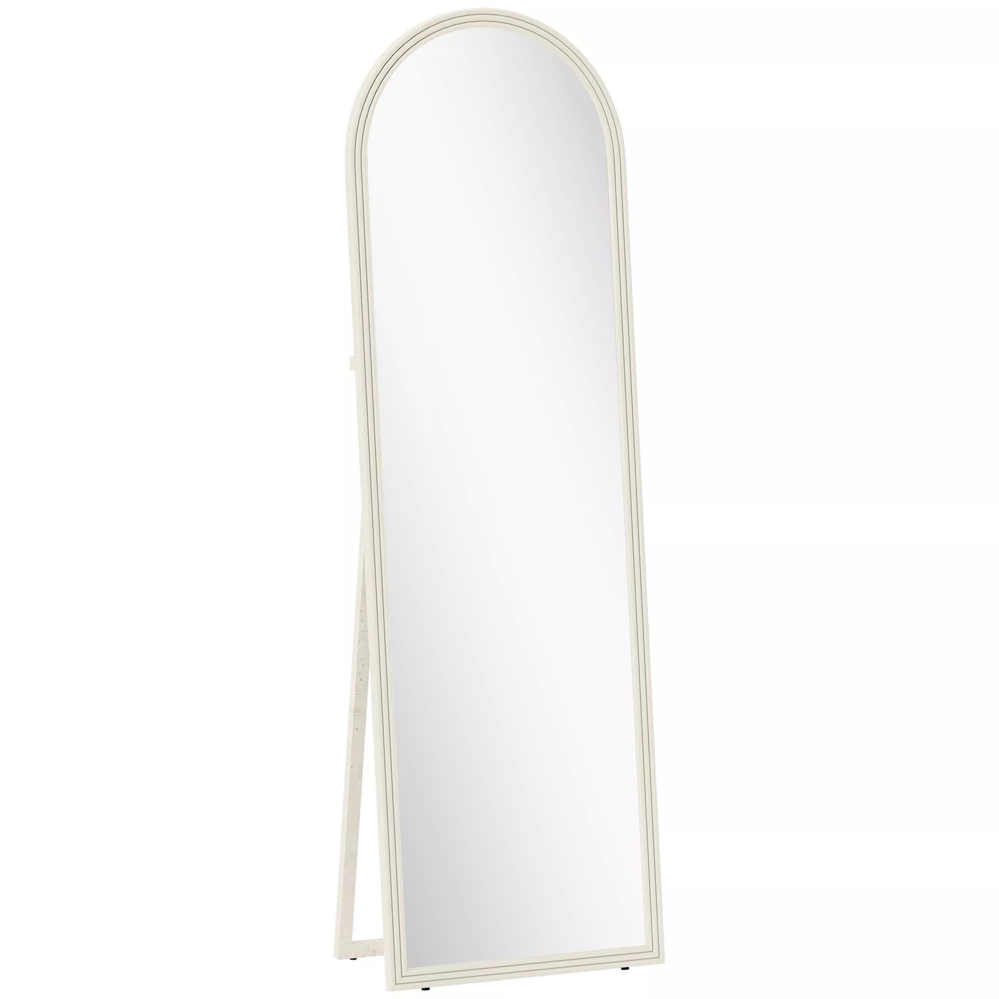 HOMCOM viso kūno veidrodis, 50 x 160 cm, pastatomas, montuojamas ant sienos, su lankiniu rėmu, baltas