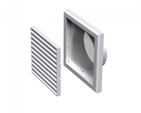 Grotelės ventiliacinės plastikinės su flanšu 154 x 154 mm MV100VS Vents