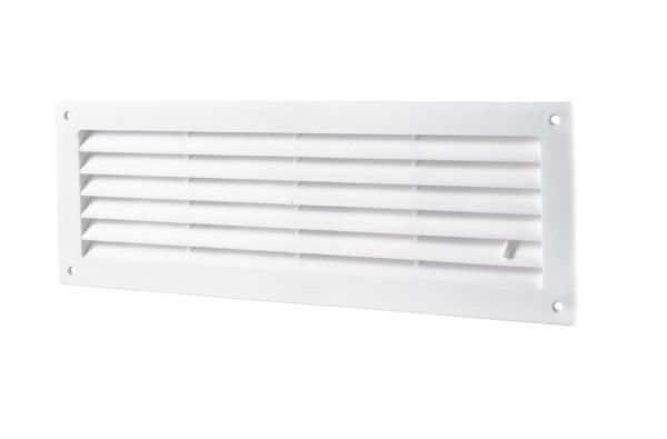 Grotelės ventiliacinės plastikinės su žaliuzi 124 x 462 mm Vents