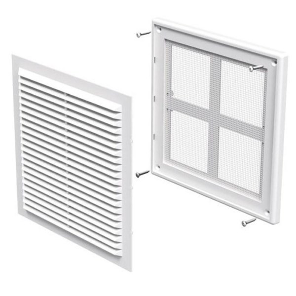 Grotelės ventiliacinės plastikinės 204x204 mm MV150S baltos