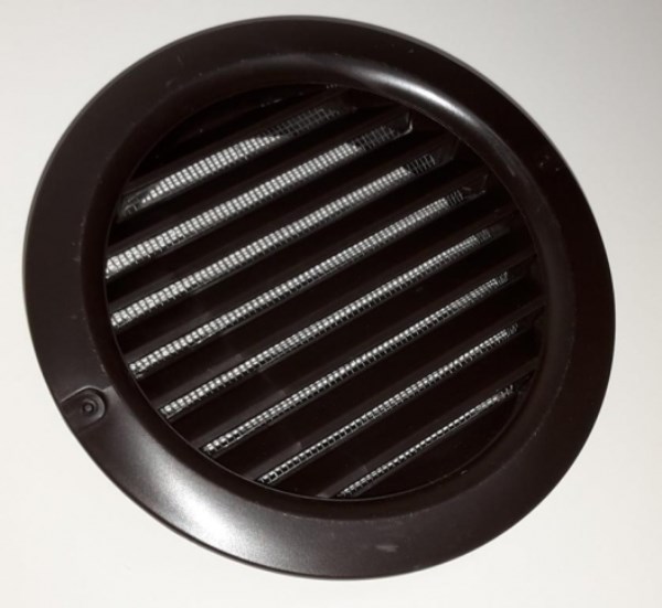 Grotelės ventiliacinės su tinkleliu plastikinės d 100-118 / 100 mm rudos Vents