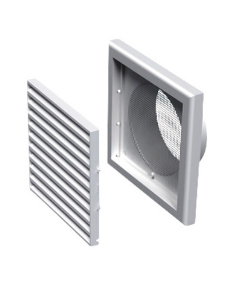 Grotelės ventiliacinės plastikinės 186 x 186 mm su tinkleliu ir rėmeliu Vents