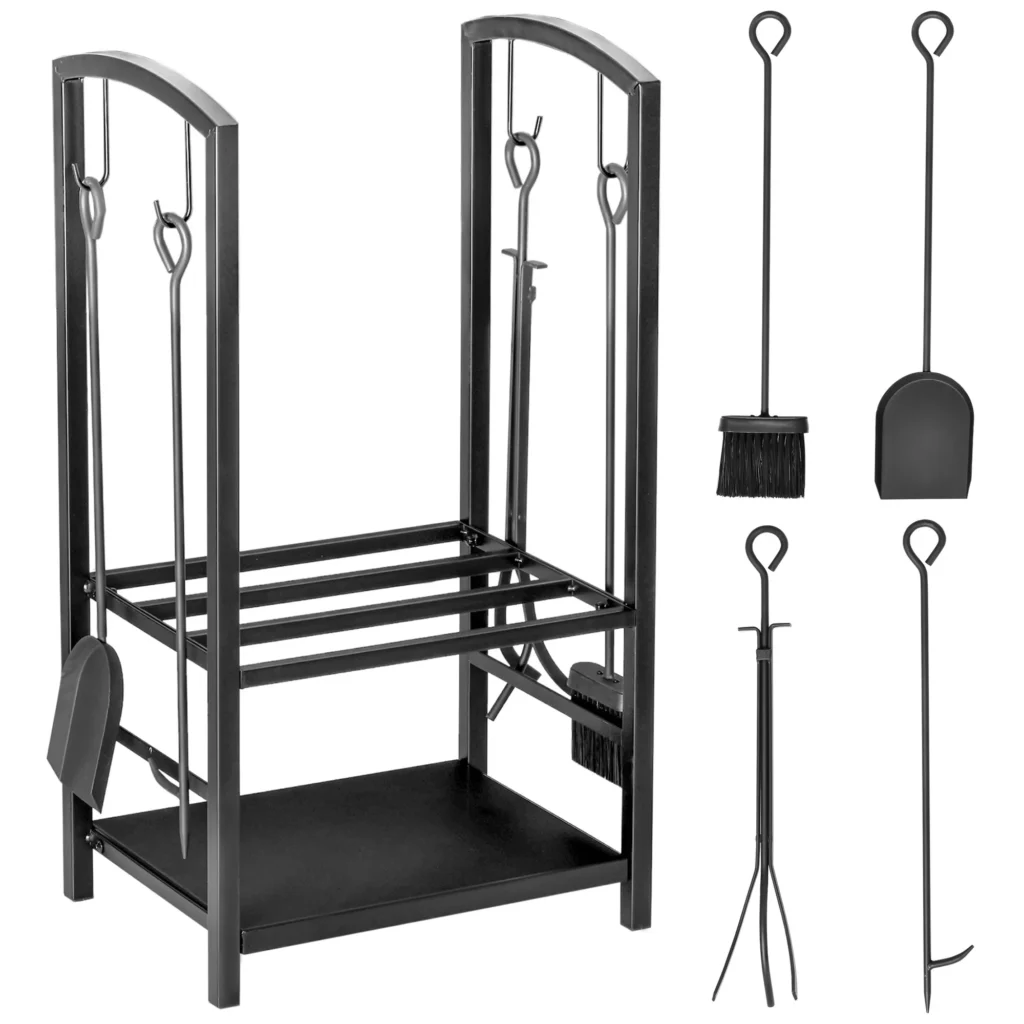 Metalinis židinio malkų stovas - juodas 40x30x74,5 cm