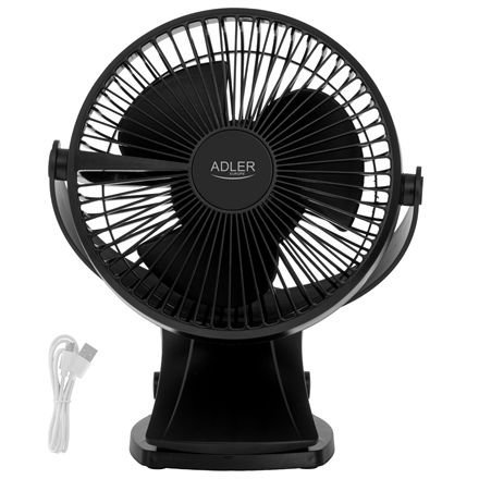 Ventiliatorius Adler Rechargeable Clip-on Desk Fan  AD 7342  Table Fan  Black  Diameter 15.5 cm