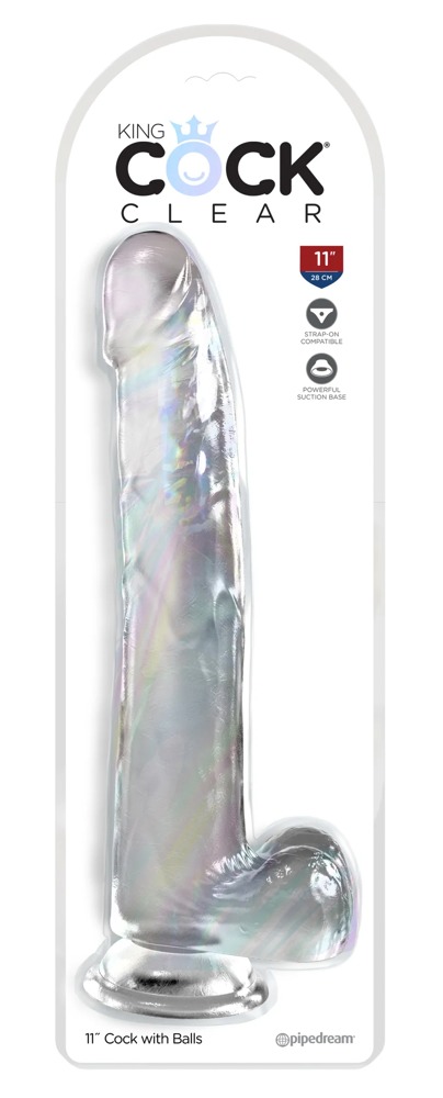 30.5cm King Cock Clear 11 w balls Clear