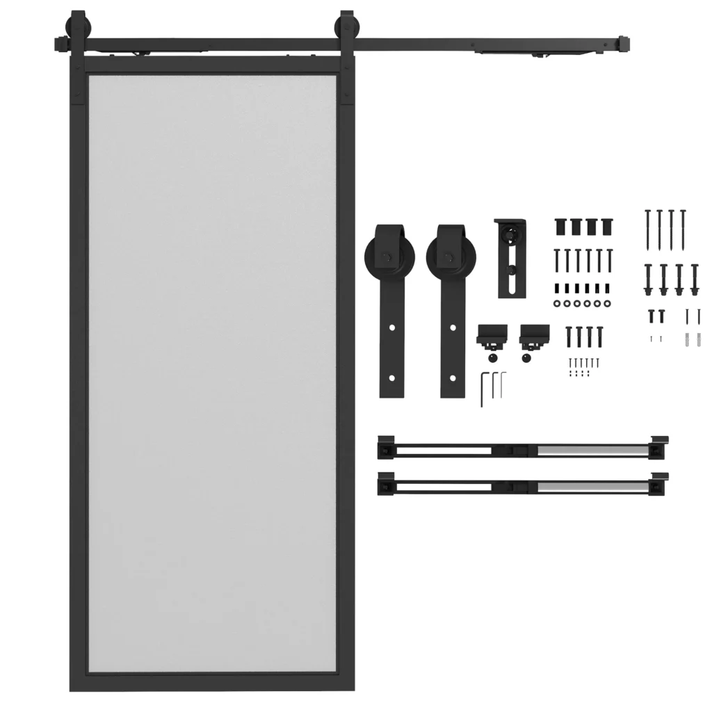 Stumdomųjų durų furnitūros komplektas 183 cm, stumdomųjų durų sistema, juoda