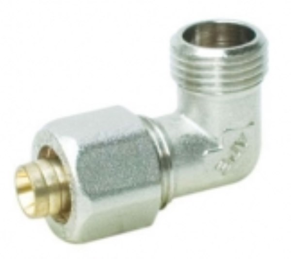 Alkūnė universali užveržiama vandentiekio ir šilumos vamzdžiams sujungti APE 18 mm x 1/2" išorinis sriegis