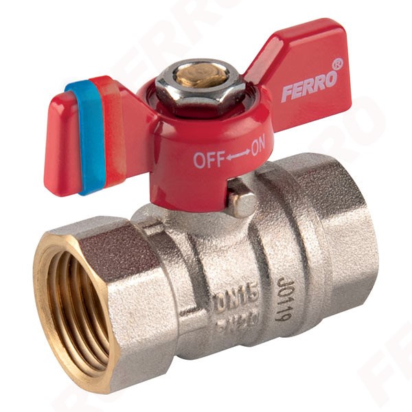 Kranelis rutulinis trumpa rankena G1/2" vidus - vidus FERRO Comfort KFCM1