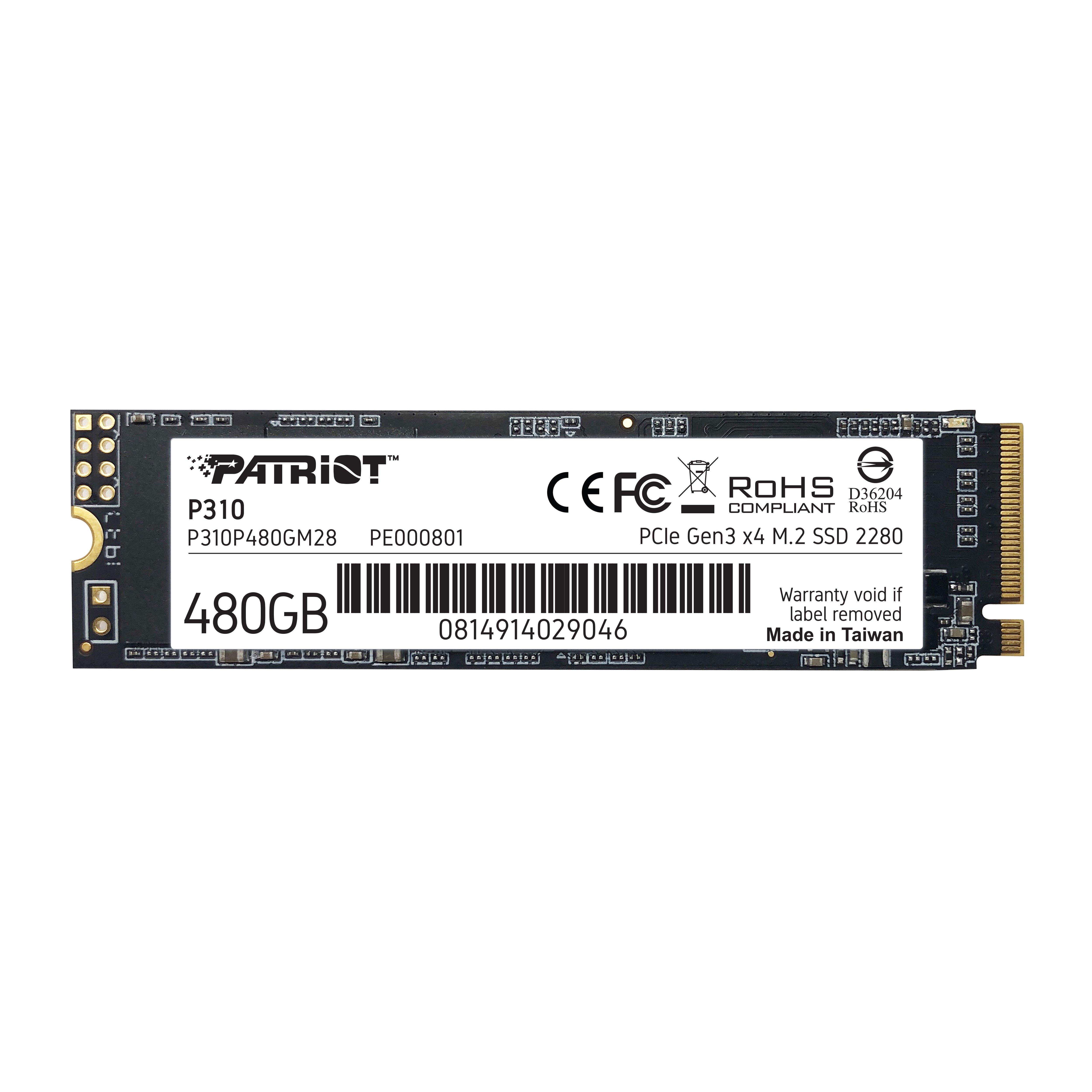 Vidinis kietasis diskas SSD PATRIOT P310 480GB M2 2280 PCIe SSD NVME