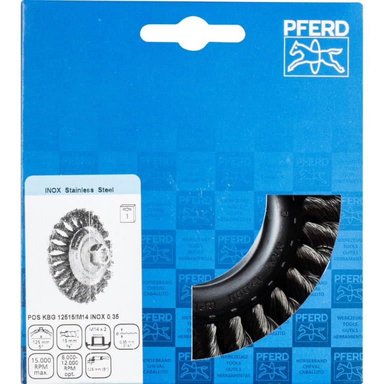Nuožulnus šepetys pintas KBG Inox 125mm/M14 0,35mm, Pferd