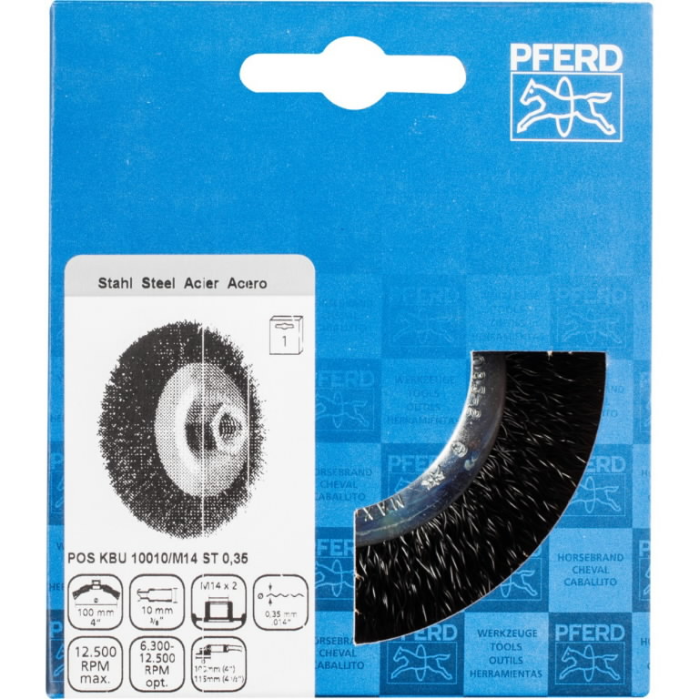 Nuožulnus šepetys KBU Steel 90x10/M14 0,35mm, Pferd
