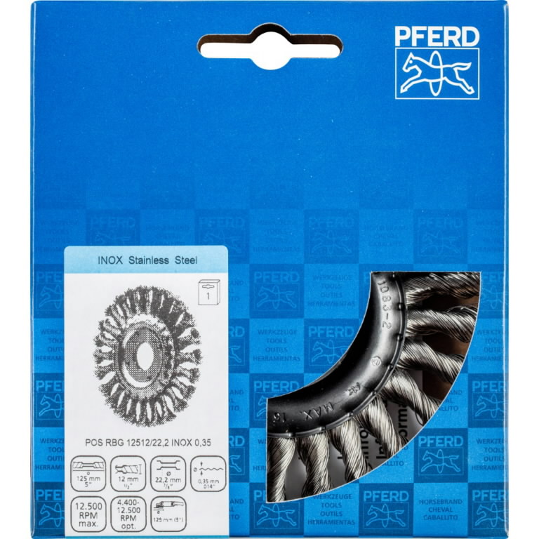 Diskinis vielinis šepetys RBG Ino 125x12x22mm 0,35mm, Pferd