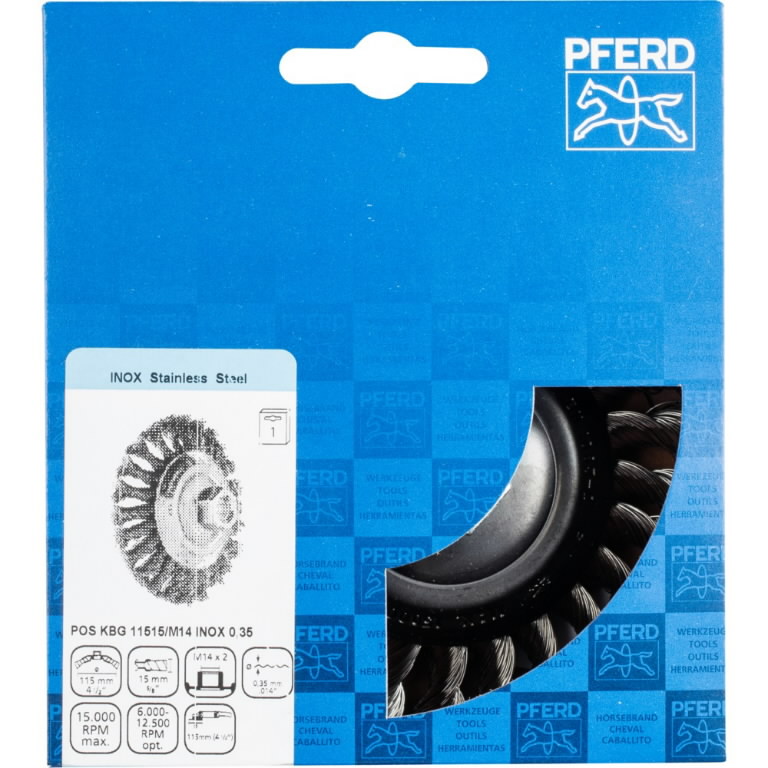 Nuožulnus šepetys pintas KBG Inox 115mm/M14 0,35mm, Pferd