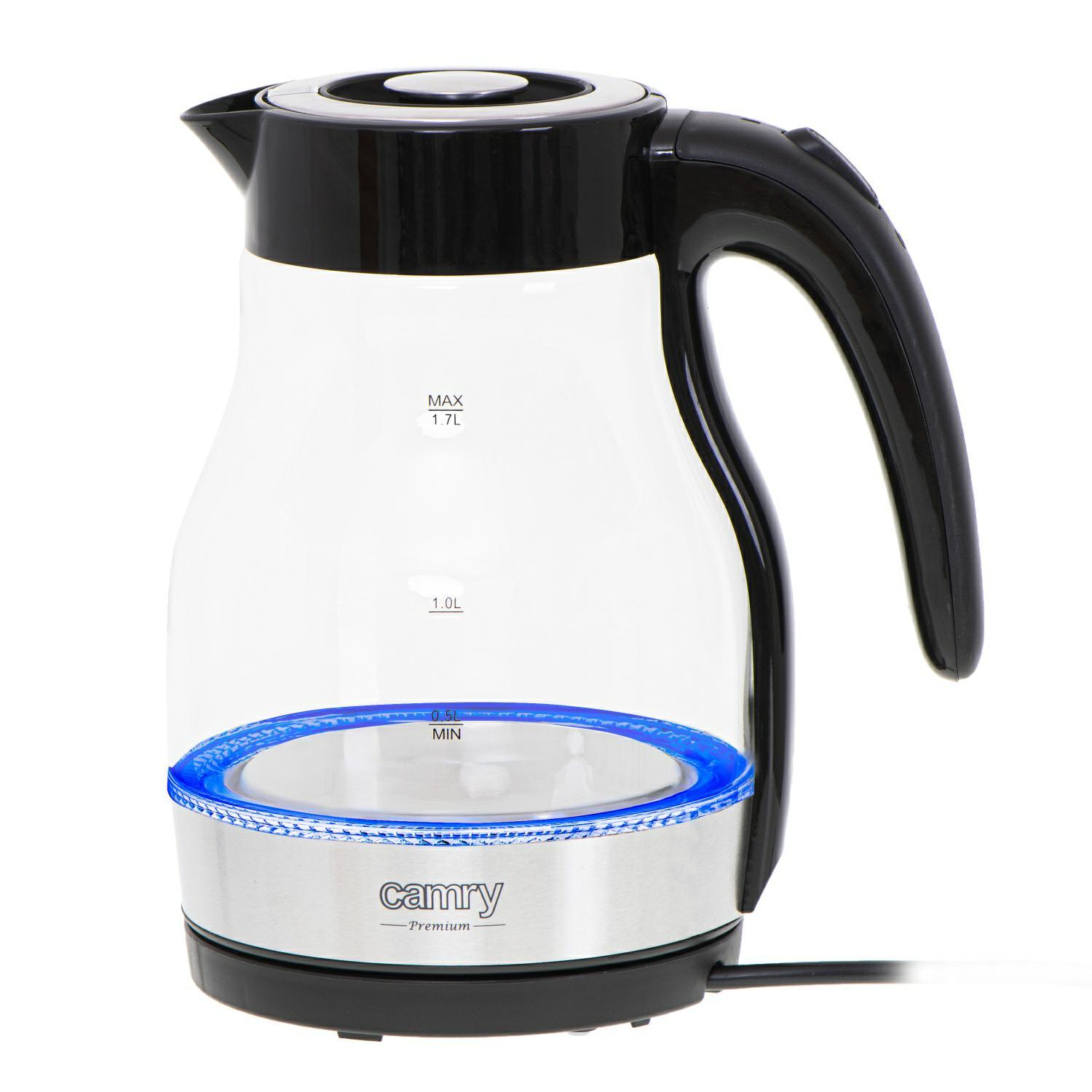 Virdulys Camry Kettle CR 1300 Electric, 2200 W, 1.7 L, Stainless steel, 360° rotational base, Black