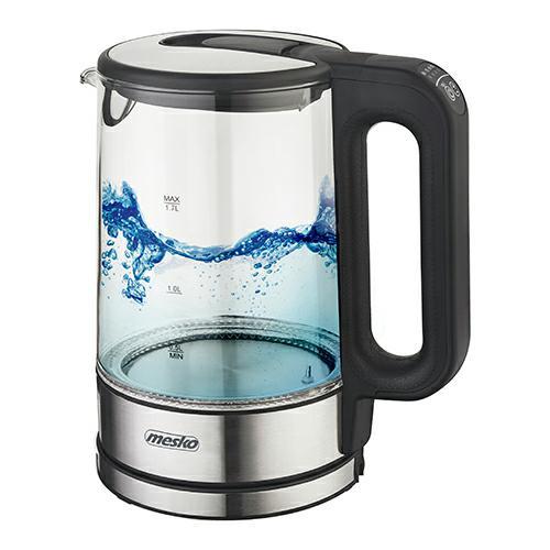 Virdulys Mesko Kettle MS 1301b Electric, 1850 W, 1.7 L, Glass/Stainless steel, 360° rotational base, Black