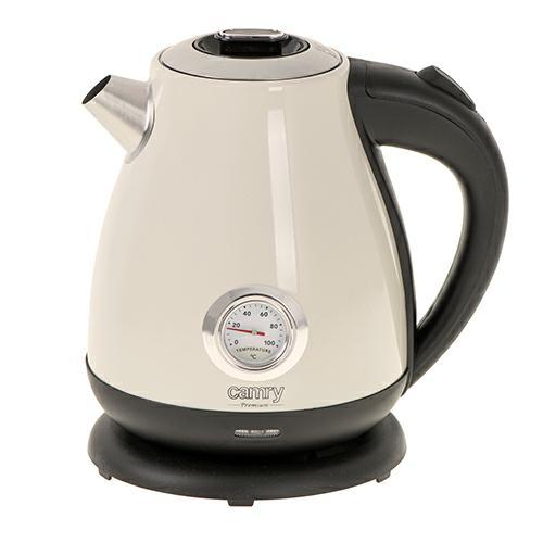Virdulys Camry Kettle with a thermometer CR 1344 Electric, 2200 W, 1.7 L, Stainless steel, 360° rotational base, Cream