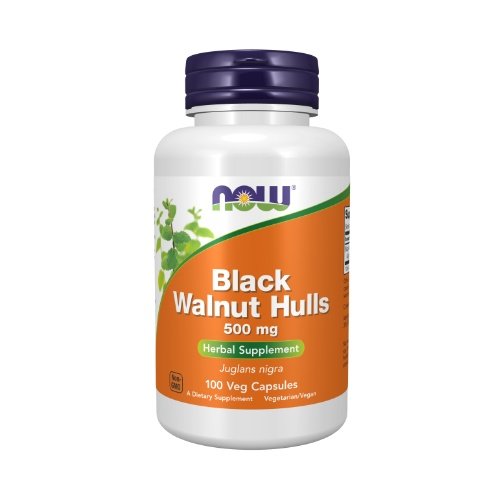 NOW Black Walnut Hulls 500mg, 100 kapsulių