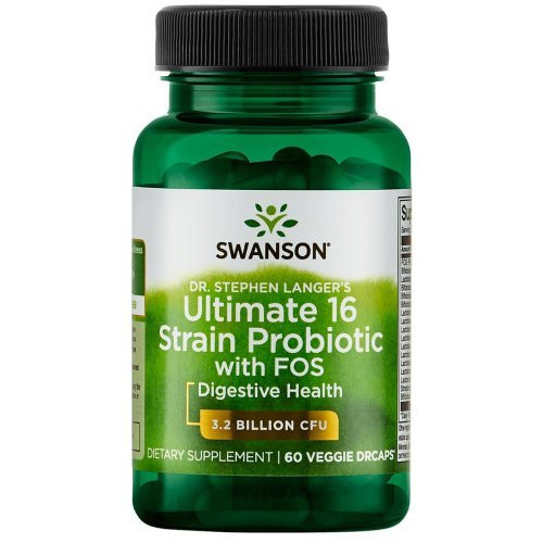 SWANSON Ultimate 16 Strain Probiotic with FOS Pieno rūgšties bakterijos, Probiotikai 16, 60 kapsulių