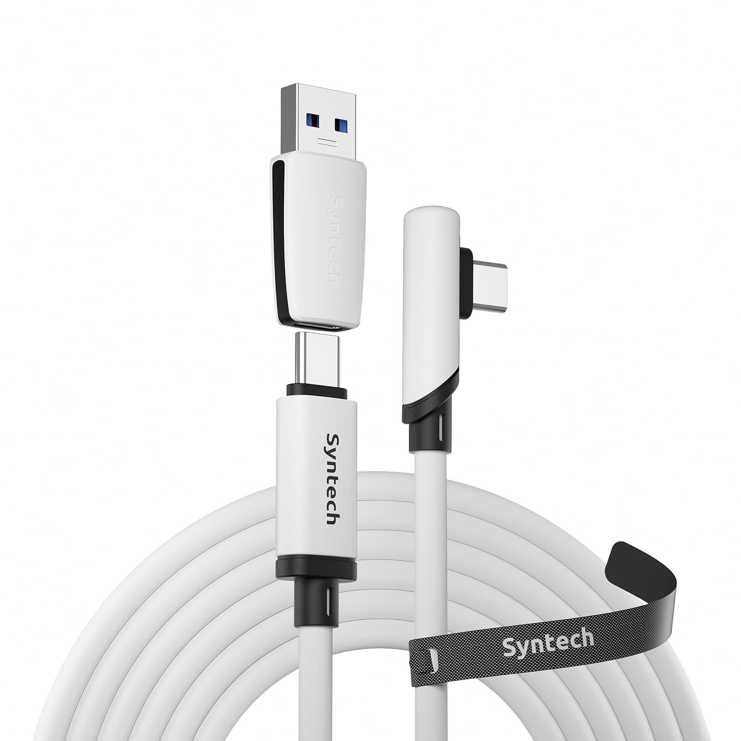 Syntech Link laidas Meta Quest / Pico pajungimui prie PC 5m, atnaujintu C tipo kabeliu su USB 3.0 adapteriu