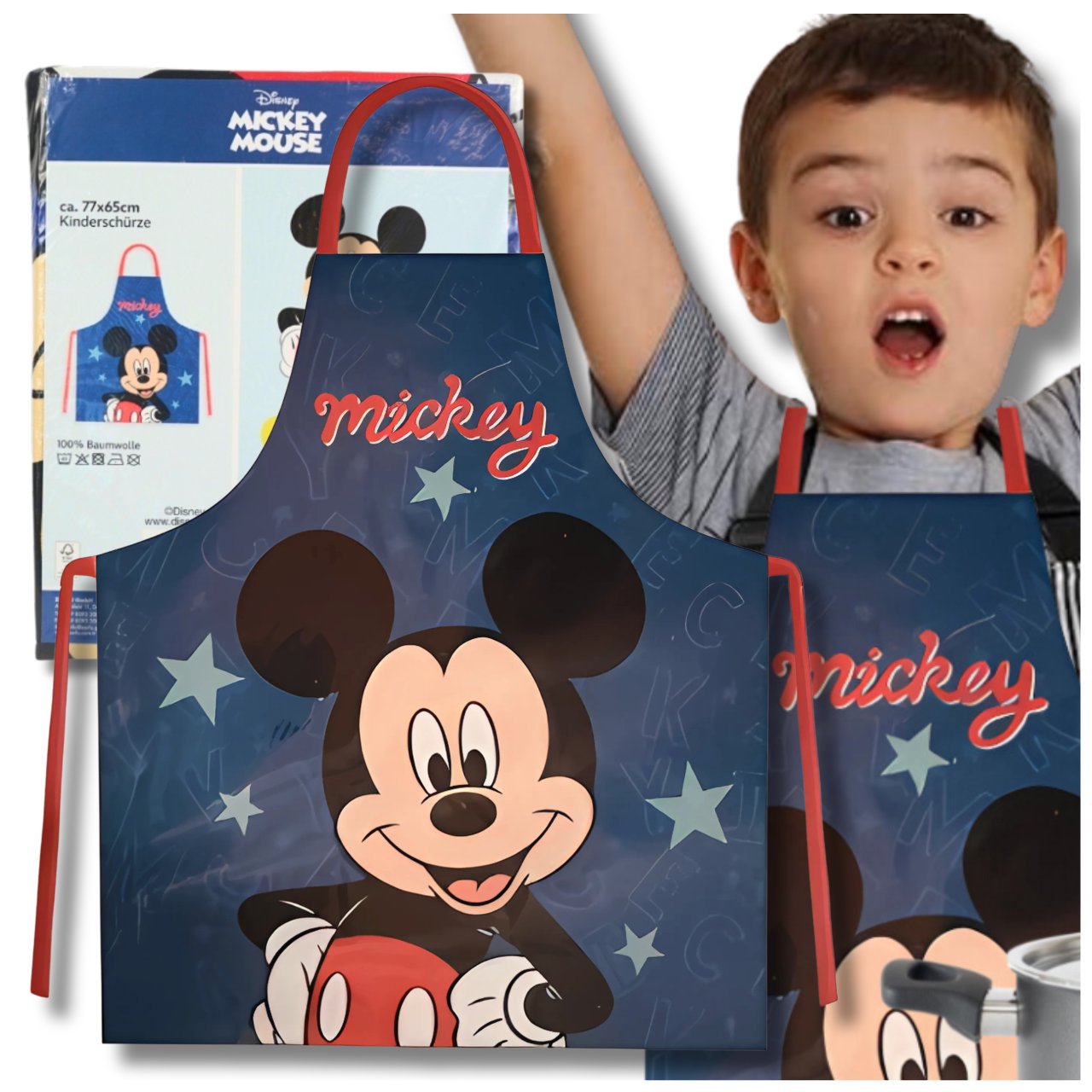 Vaikiška apsauginė prijuostė su Mickey Mouse motyvu